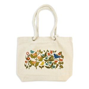 Heather Brown Hawaii Rope Handle Tote Bag in Midnight Garden Print NEW